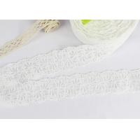 China Floral Bridal Embroidered Lace Trim For Wedding Dress , White Cotton Net Lace Trim on sale