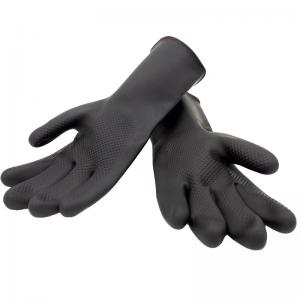 Latex Heavy Duty Industrial Rubber Gloves Solvent Resistance Flock Lined Rubber Gloves