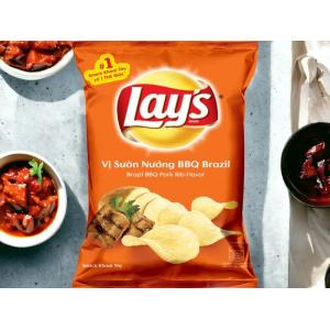 Lay's Brazil BBQ Pork Rib Flavor Chips - Bulk Case of 40 Packs (90g Each) for Wholesale and Retail