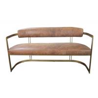 China Luxurious Brown Vintage Leather Sofas With Metal Frame on sale