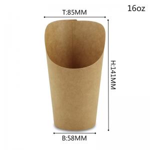 Disposable Single Sided Scoop Kraft Paper Cup For French Fries Chips