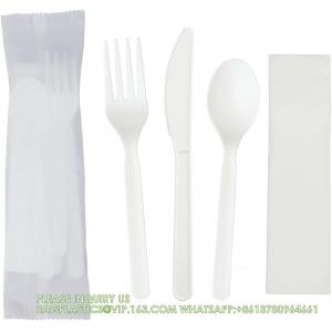 Compostable CPLA Cutlery Set, Zero Waste Serving Utensils Set, Parties Camping Trips, Biodegradable Kitchen Utensil