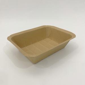 China 250gsm Brown Kraft Food Trays , Compostable PE Coating Fast Food Paper Tray supplier