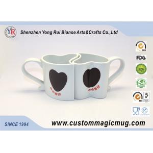 Cute Heart Shape Porcelain Couples Coffee Mugs , Porcelain Personalized Coffee Travel Mugs