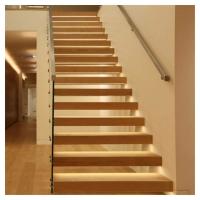 China Solid Wood Floating Staircase , Timber Steps Indoor Wood Stairs on sale