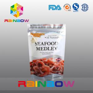 Customized Printing Stand Up Zipper Foil Pouch Packaging For Frozen Seafood