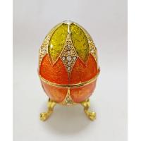 China Luxury Faberge Easter Eggs Elegant Enamel jewlery box Crystal Egg Trinket box Jewelry Box Holder Easter Egg Collectible on sale