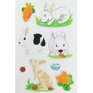 China Non Toxic Colorful Kids Puffy Stickers Funny 3D Rabbit Shape Easy Peel Off supplier