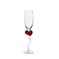 China Heart Shaped 140ml Decorative Crystal Stem Wine Glasses With Curved Handle on sale