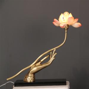 Electric White Glass LED Household Table Lamp Lotus Flower Shape 110V