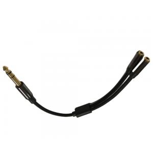 1 / 4 Inch Headphone Splitter Cable Assembly 2 Female To 1 Male Audio Cable