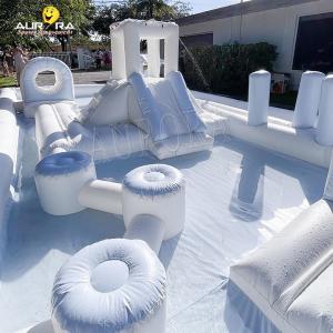 White Outdoor Inflatable Soft Play Equipment Playground Water Slide Pool For Kids