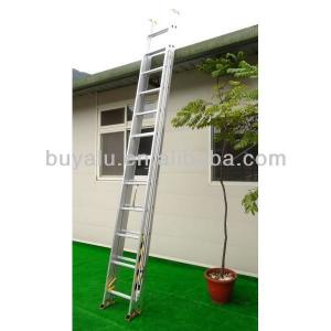 Two Sections Aluminum Extendable Ladder Silver Anodized Industrial Ladders