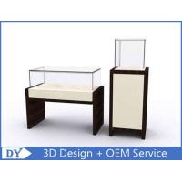 OEM MDF Square Rectangle Pedestal Display Case With Lighting / Glass Display Cabinet