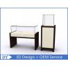 China OEM MDF Square Rectangle Pedestal Display Case With Lighting / Glass Display Cabinet wholesale