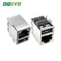 China DIP Single USB G/FU RJ45 Network Socket With Dual Ethernet Jack on sale