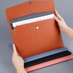 Customized Logo Waterproof PU Leather A4 File Folder Document Holder with File Pocket
