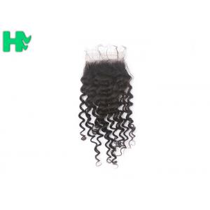 China 100% Human Hair Closure Deep Wave , Natural Black Brazilian Lace Closure supplier