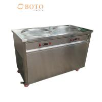 China Frozen Commercial Ice Cream Frying Machine With 2 Flat Pans And Imported Compressor Stainless Steel Fried Ice Cream Roll on sale