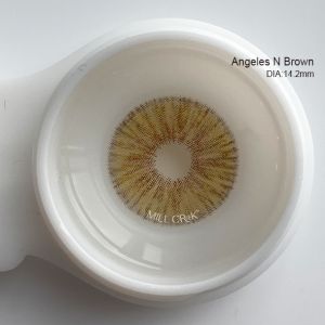 China Mill Creek Angeles N Brown Yearly Colored Contact Lenses with Soft Natural Brown Tone and Gentle Enlarging Effect Made from High-Quality HEMA-NVP Material wholesale