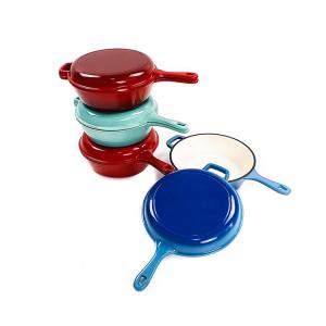 China BSCI SGS Enameled Cast Iron Cookware Pan Lid And Stew Pot 2 In 1 supplier