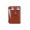 China Women Brown Leather Business Card Holder Debossed Logo With Zip Pocket wholesale