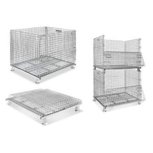 China Fio dobrável empilhável Mesh Containers/gaiola da pálete do metal fio da logística supplier
