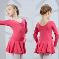 China Children's Long sleeve cotton butterfly knot aesthetic style dance costumes  ballet dance leotard dress on sale