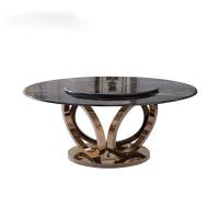Tempering Contemporary Luxury Dining Table 1350mm , Ebony Lazy Susan Dining Table
