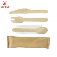 China Disposable Wooden / Bamboo Cutlery Set With Fork Spoon Knife on sale