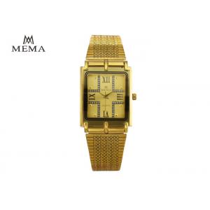 China All Gold Color Mens Square Face Watches , Aluminum Alloy Mens Waterproof Wrist Watch supplier