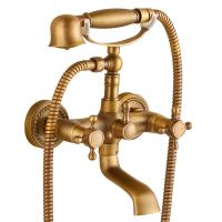 China Electroplated Bathtub Bathroom Faucet Tap Wall Mixer Twist Base Brass Antique on sale