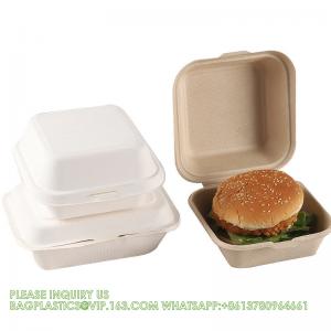 Sugarcane Pulp Clamshell Bagasse Takeout Bento Lunch Box Food Container For Hamburger
