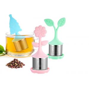 BPA Free Stainless Steel Tea Bag Strainer With Silicone Flower / Leaf / Christmas Tree Shape