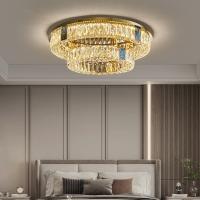 China Multilayer Round Large Flush Mount Crystal Chandelier Dimmable For Home Hotel on sale