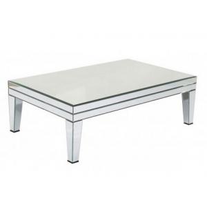 Beveled Edge Rectangular Mirrored Coffee Table For Living Room Clear Mirror Color