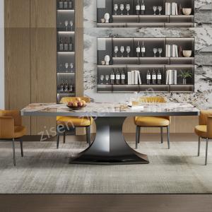 Elegant Insert Ceramic Marble Stainless Steel Marble Dining Table