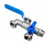 Wall Mounted 1/2 Inch Single Blue Handle Double Head Split-flow 3 ways Garden