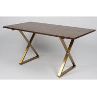 China Solid Wood Metal Legs Frame Wood Dining Table Rectangular on sale