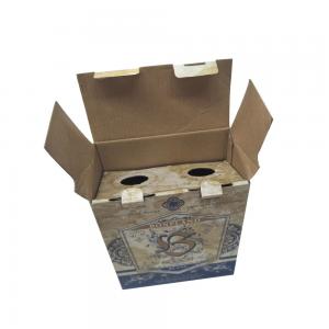 China Printed Single Wall Corrugated Paper Tuck Top Auto Bottom Box Twin Bottles Package supplier