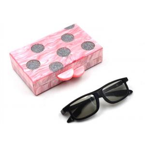 Multi Glitter Pink Dressing Acrylic Clutch Bag With Grey Dots Large Space Design