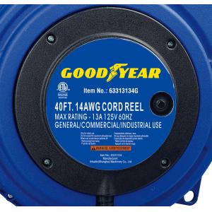 China 40ft Triple Tap Heavy Duty Extension Cord Reel Goodyear Hose Reel With LED Lighted Connector supplier