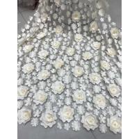 China 3D Embroidered Flower Beaded Wedding Gown Lace Fabric Anti-static Fashion on sale