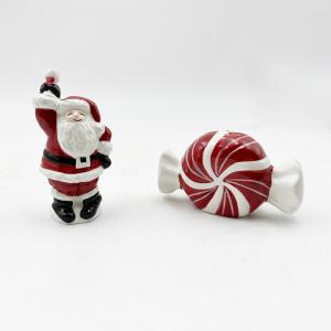 Hand Painted Ceramic Craft Christmas Santa Claus New Year Candy Salt & Pepper Shaker Custom Size Pattern