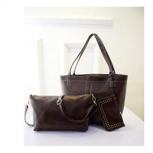 Retro Vintage Women's Handbag quality 3pcs in 1 set bag brown bolso blanco