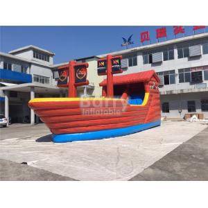 Playful Giant Pirate Ship Inflatable Bouncer Castle Combo With Slide