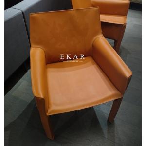 China Leather Contemporary Design Restaurant With Armrest Modern Dining Room Chair supplier