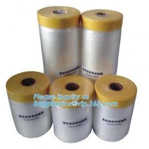China Disposable PE Pre-Taped Self Static Cling Masking Film, Cover Mask Plastic Drop Film PE Protection Film With Tape supplier