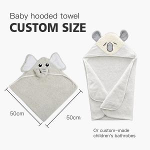 Knitted Baby Cape Bath Towel with Customized Logo and Adorable Elephant Print Design