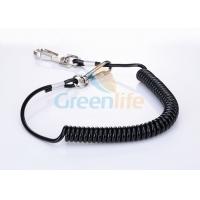 China Heavy Duty Tether Cord Steel Reinforced Black Polyurethane Coiled Jacket With Snaps on sale